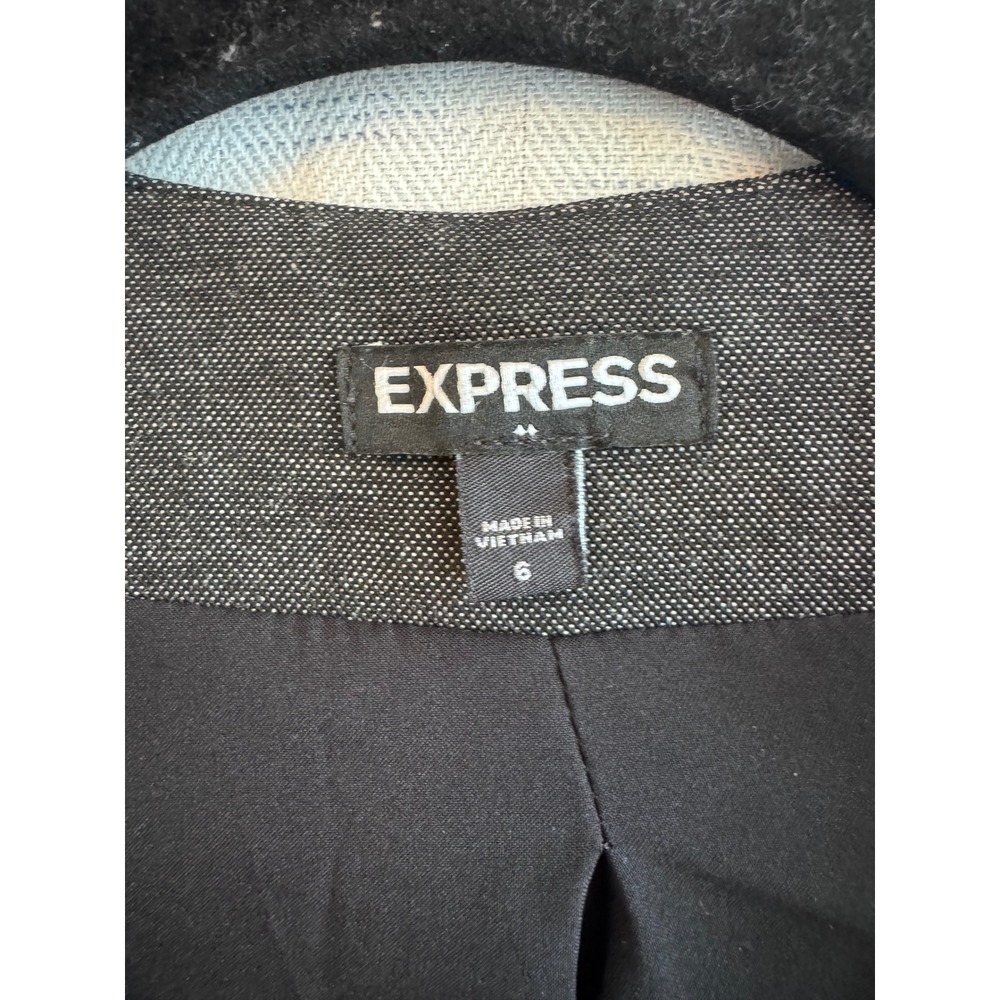 Express Womens Open Front Blazer Jacket Gray Charcoal Collarless Size 6 - Picture 2 of 2